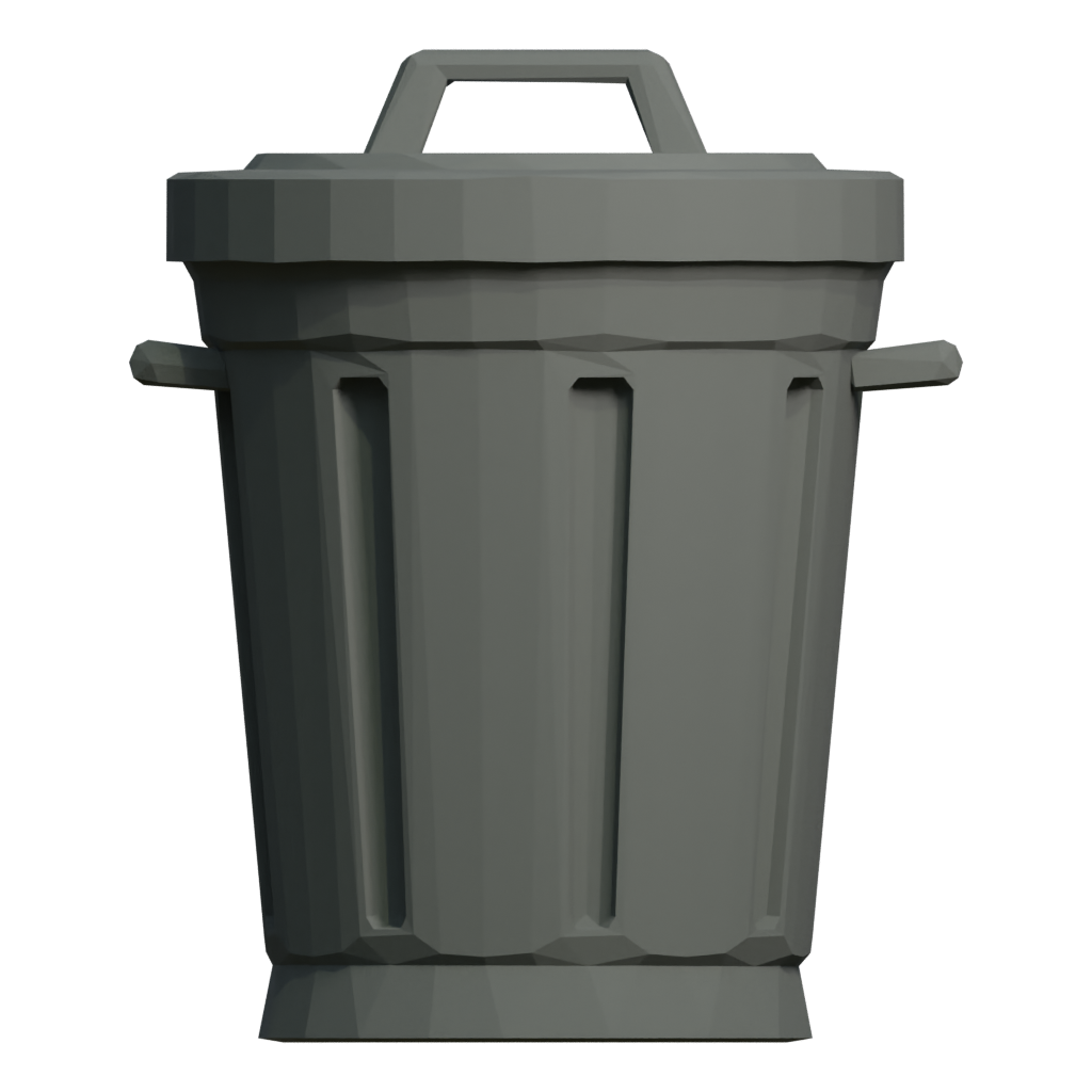 Back view of the Free Desktop Trash Can With Lid 3D model