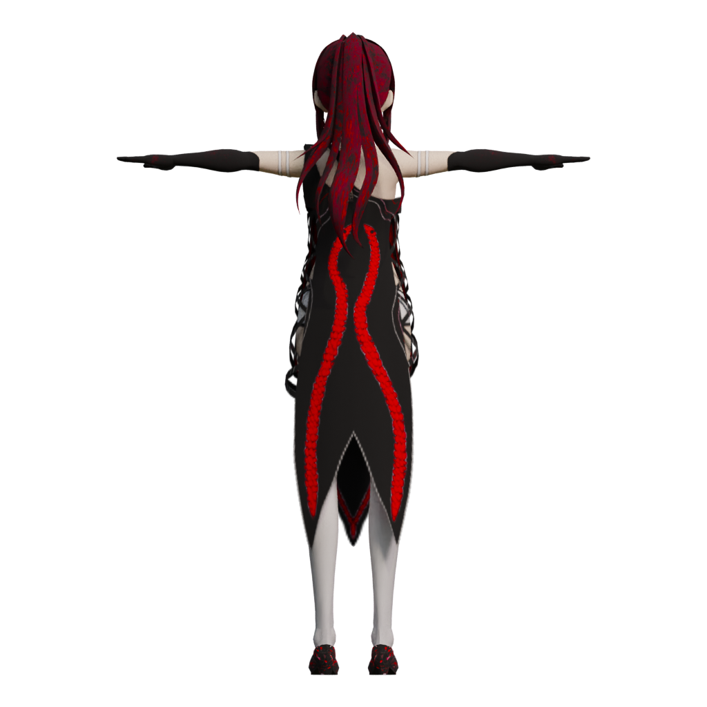 Back view of the Blood Girl Fictional Person 3D model