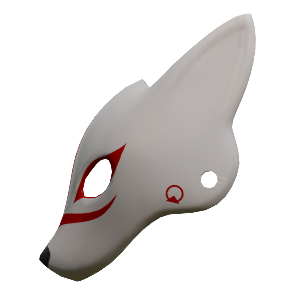 Left view of the Kitsune Mask 3D model