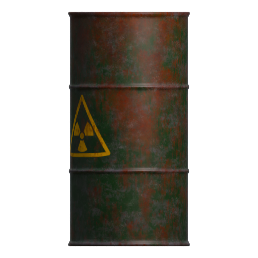 Left view of the Rusty Barrel 3D model