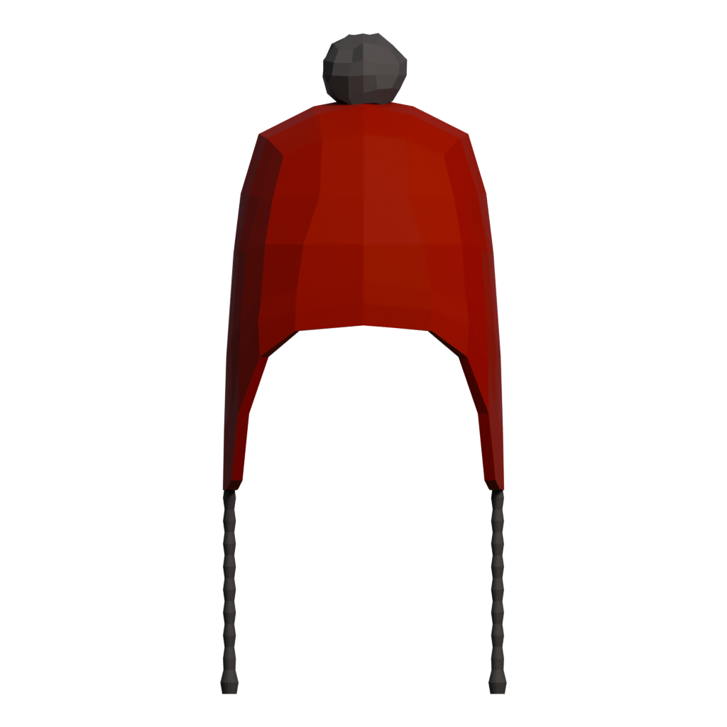 Back view of the Low Poly Cartoon Beanie Cap 3D model