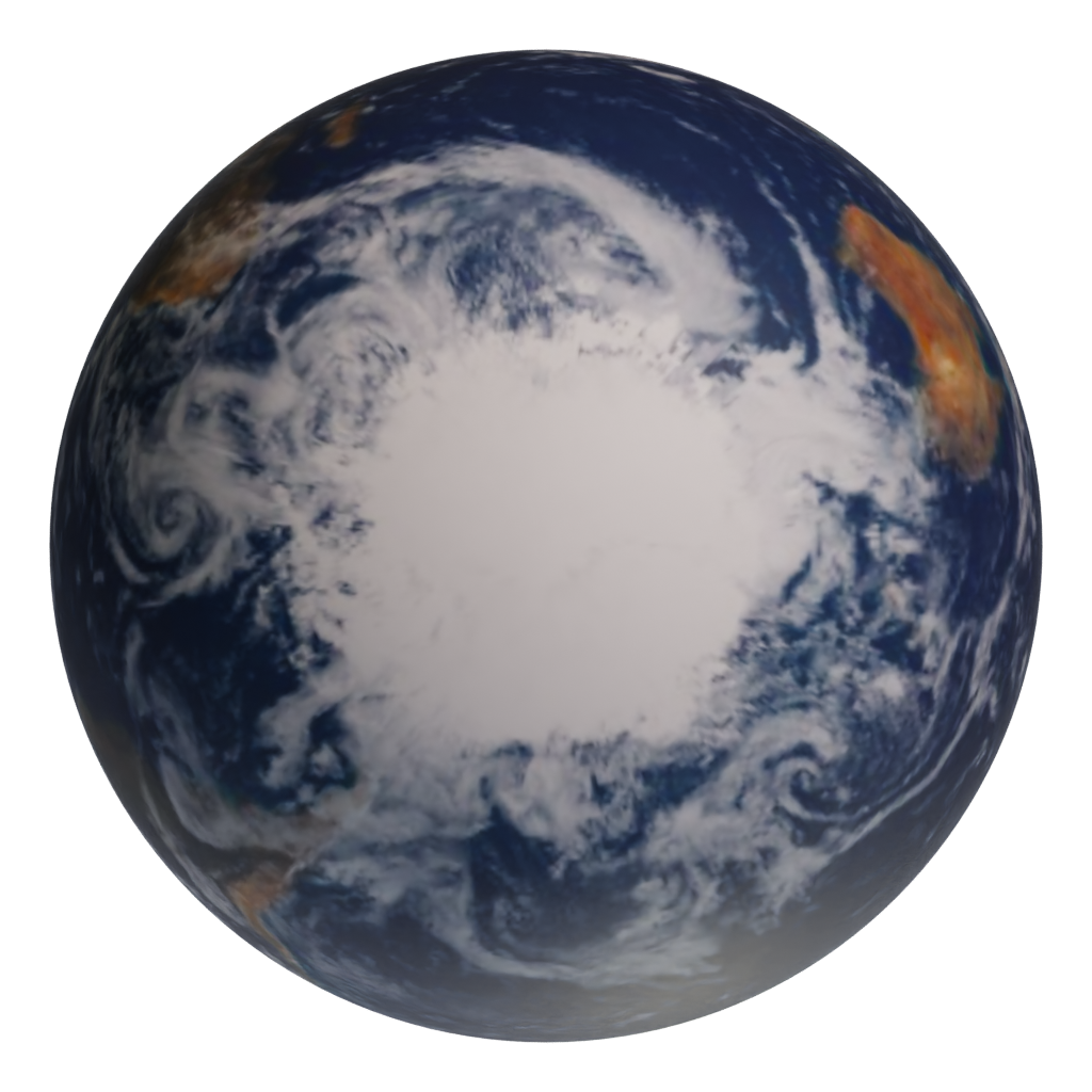 Bottom view of the Planet Earth 3D model