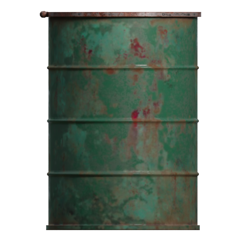 Right view of the Rusty Barrel Bump Mapped 3D model