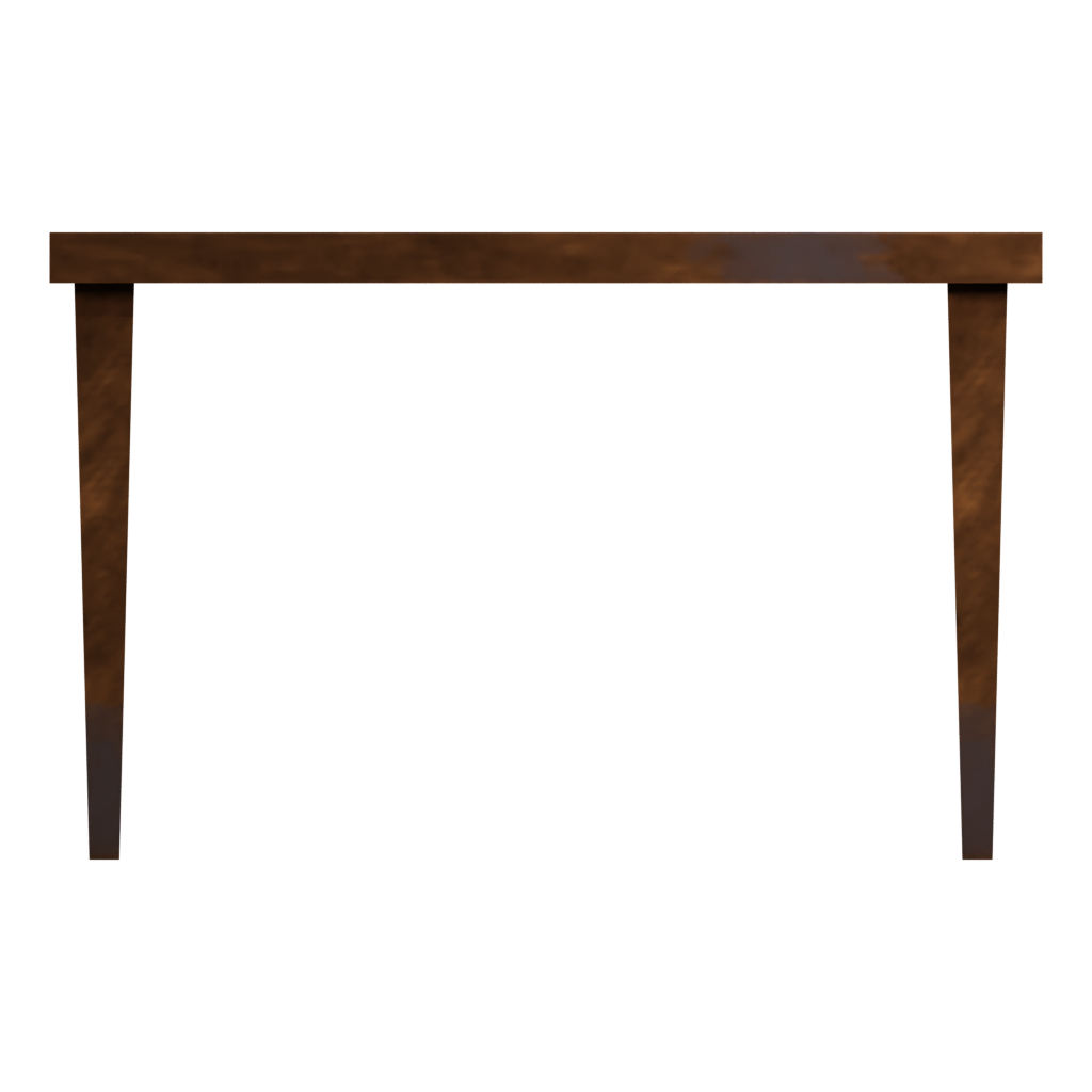 Back view of the Simple Wood Table 3D model
