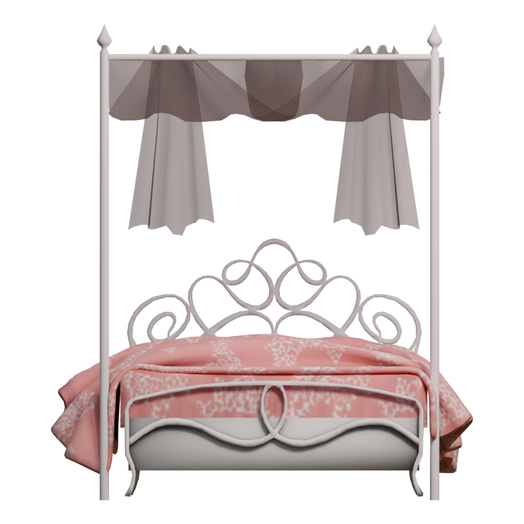 Front view of the Double Bed 3D model