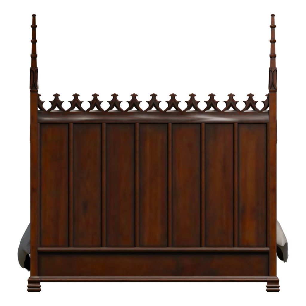 Back view of the Gothic Bed 3D model