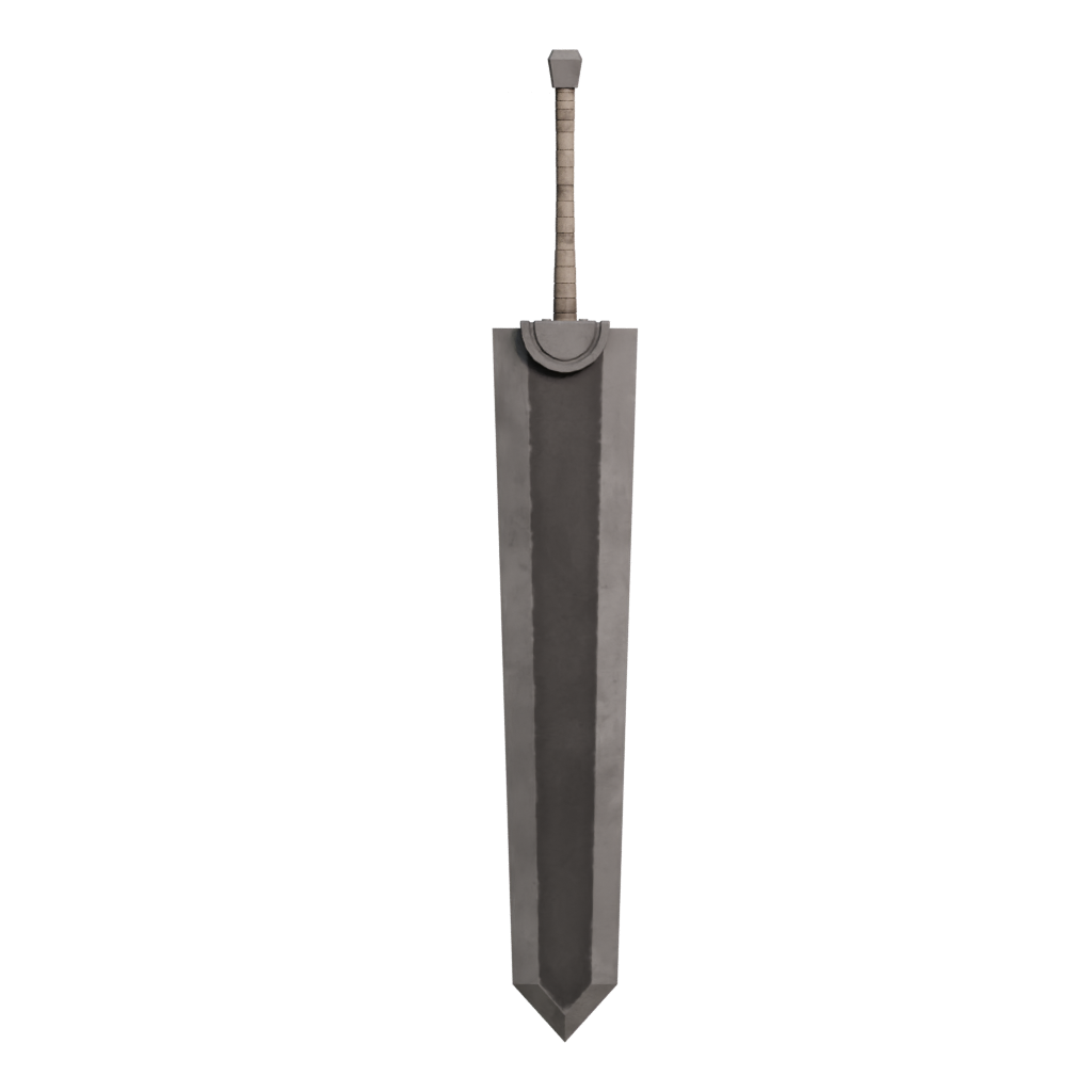 Back view of the Berserk Dragon Slayer Sword Asset 3D model