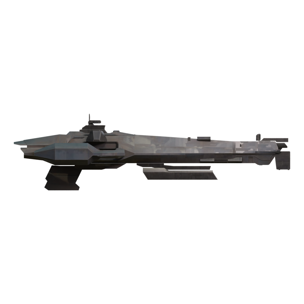 Back view of the Low Poly Spaceship Perun 3D model
