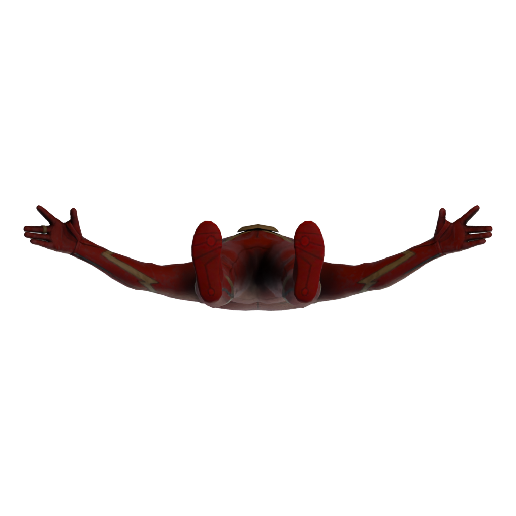 Bottom view of the Scarlet Speedster 3D model