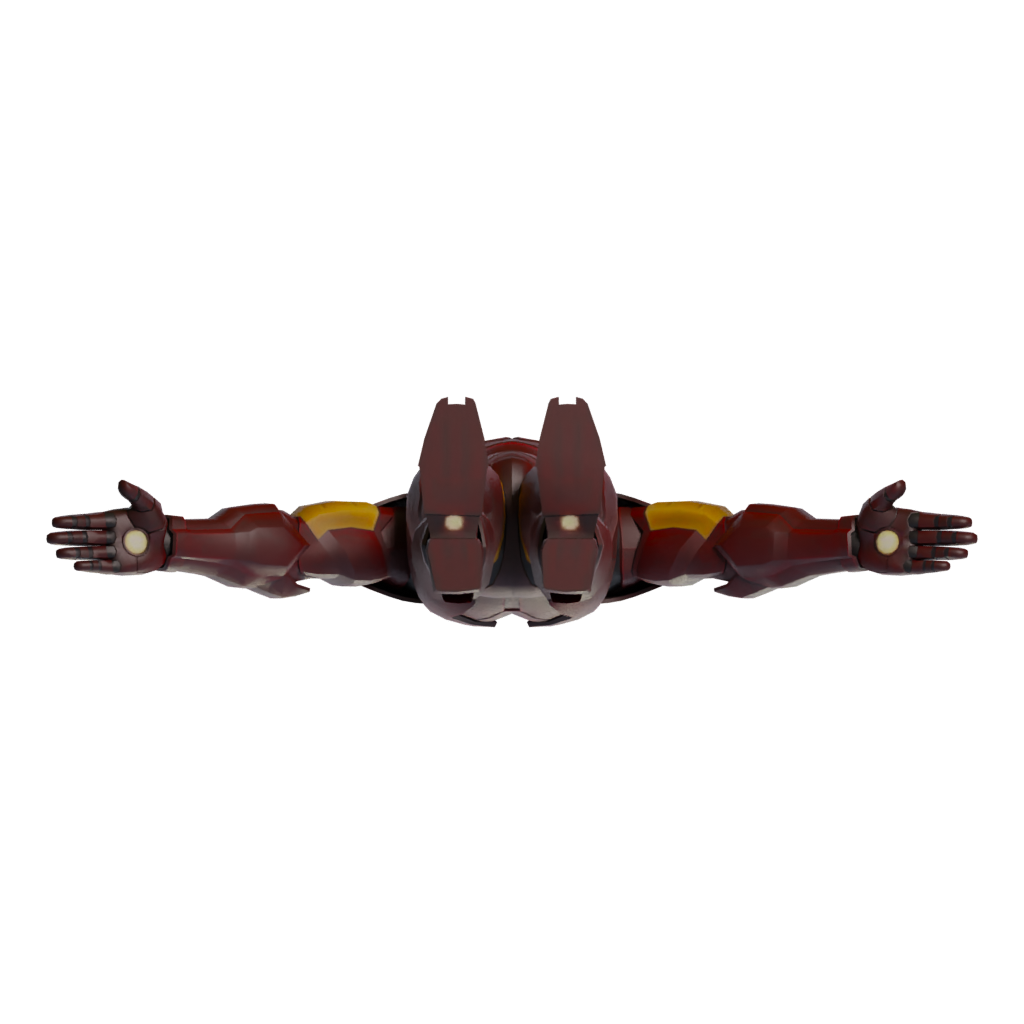 Bottom view of the Iron Man 3D model