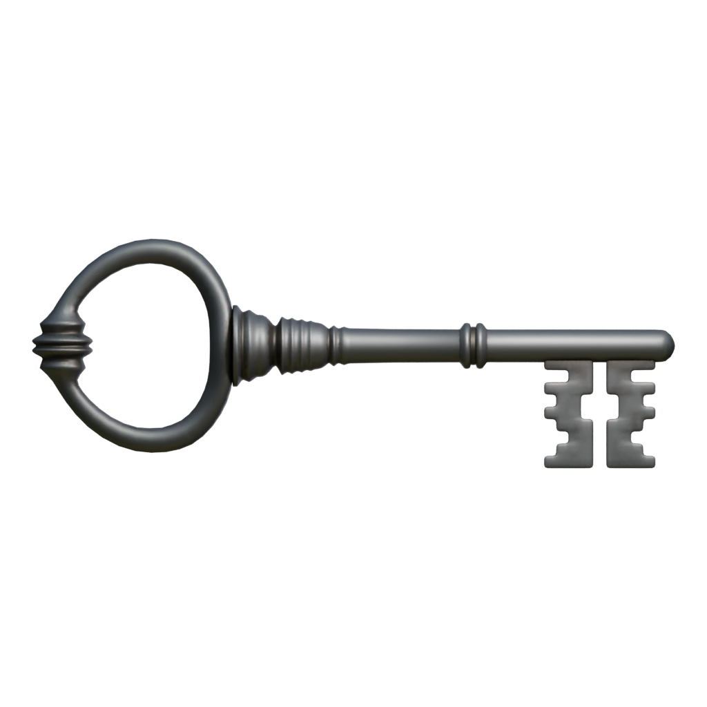Front view of the Worn Key 3D model