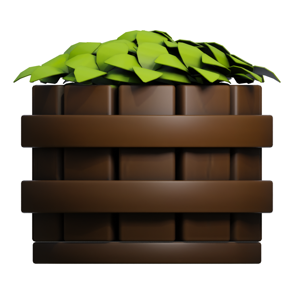 Back view of the Cartoon Flowerpot 3D model