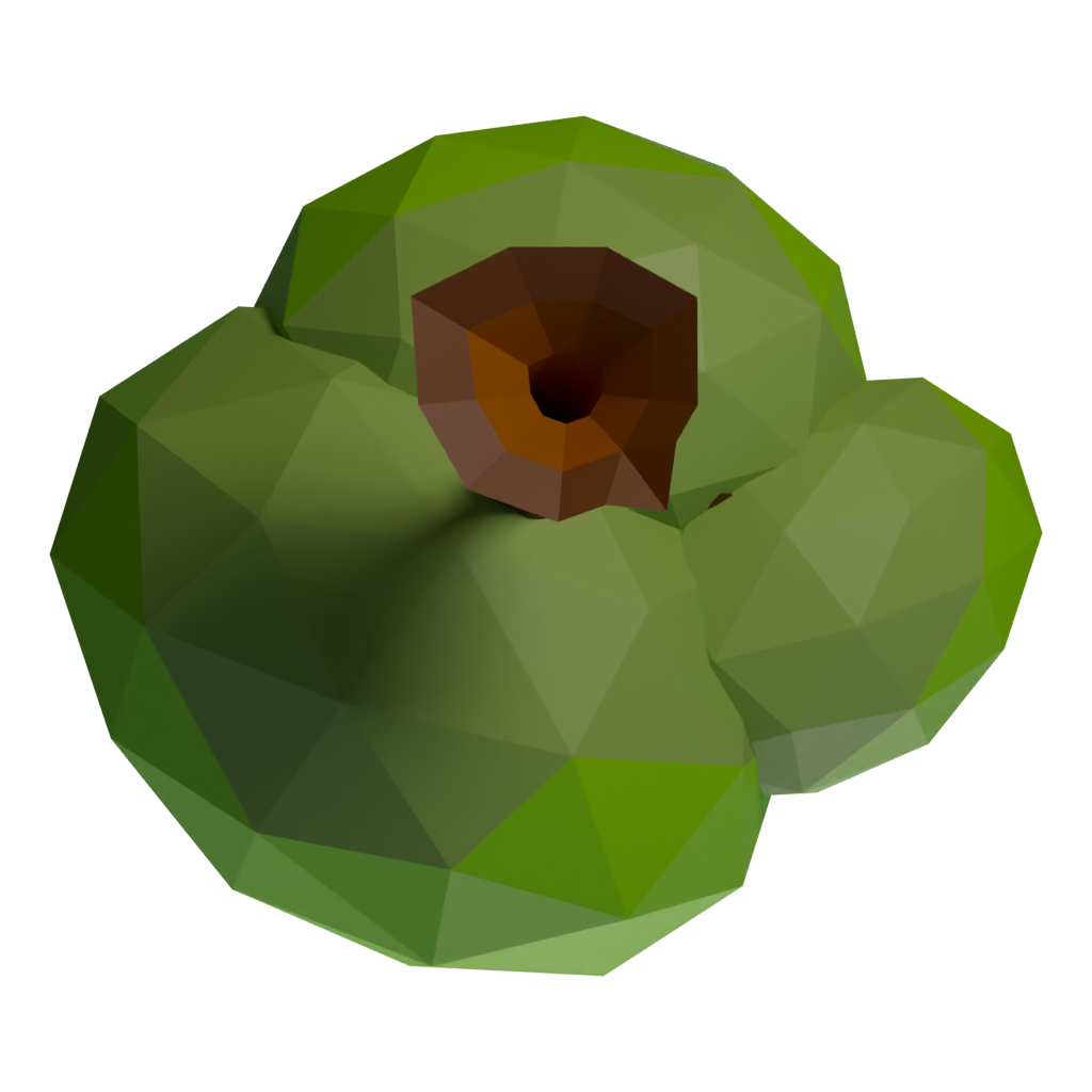 Bottom view of the Low Poly Tree In Grass 3D model