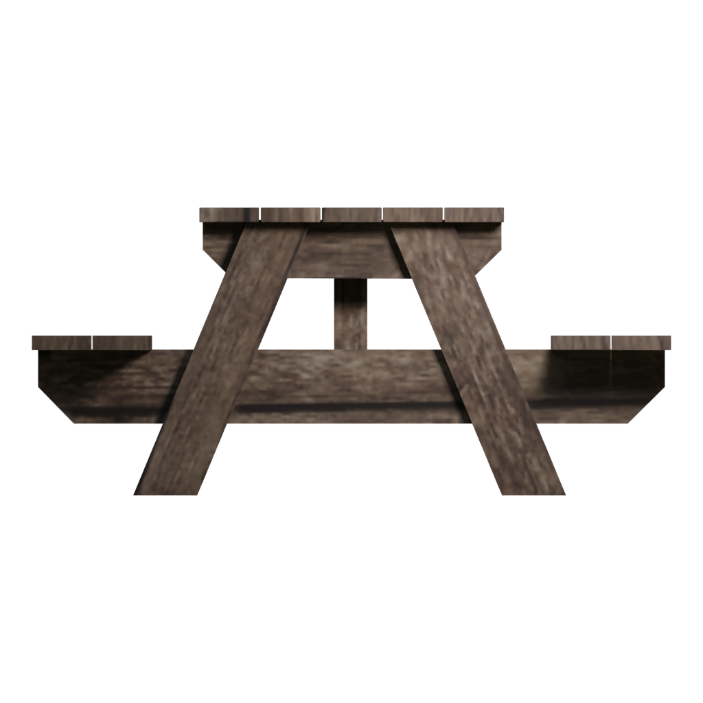 Right view of the Low Poly Wooden Bench 3D model