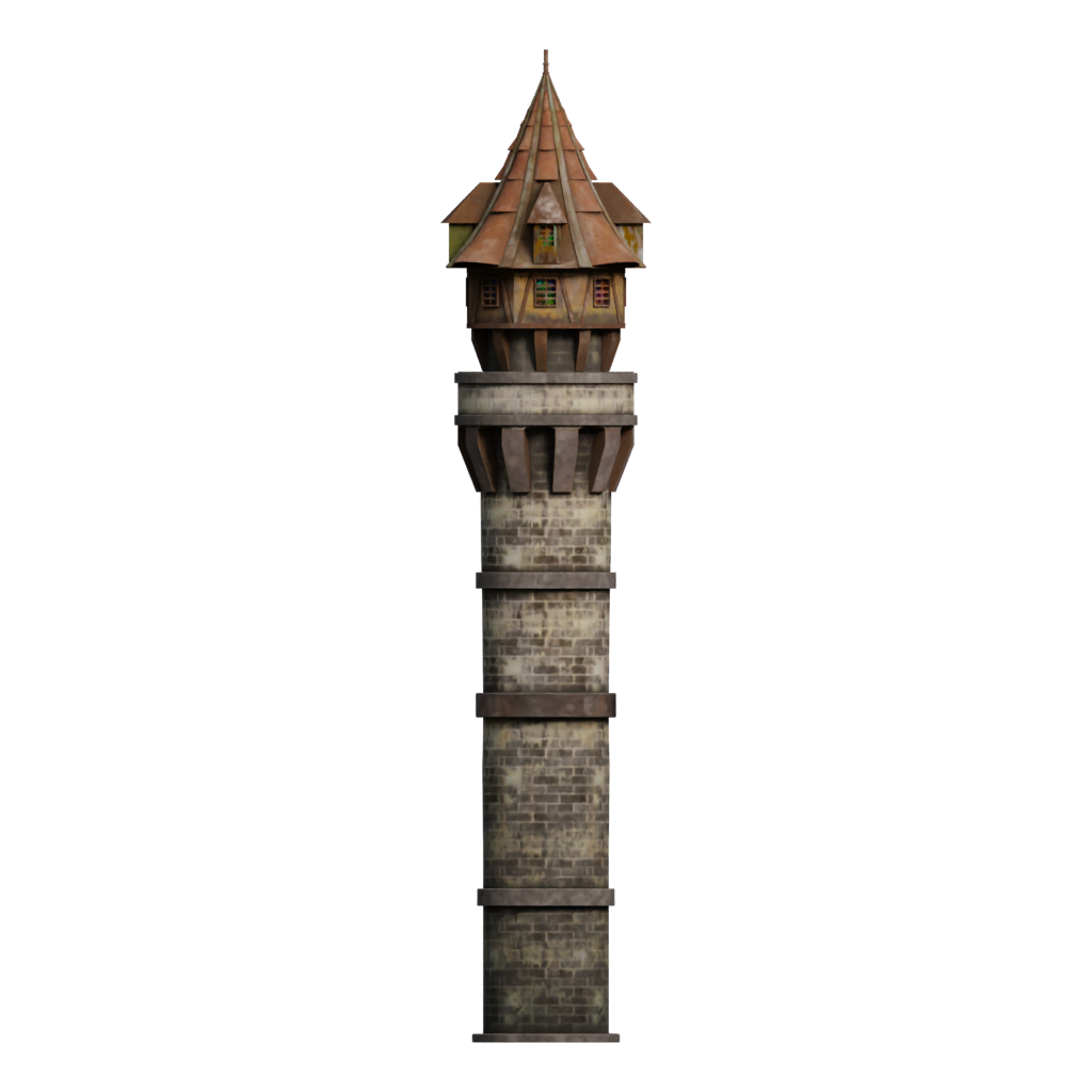 Back view of the Watch Tower 3D model