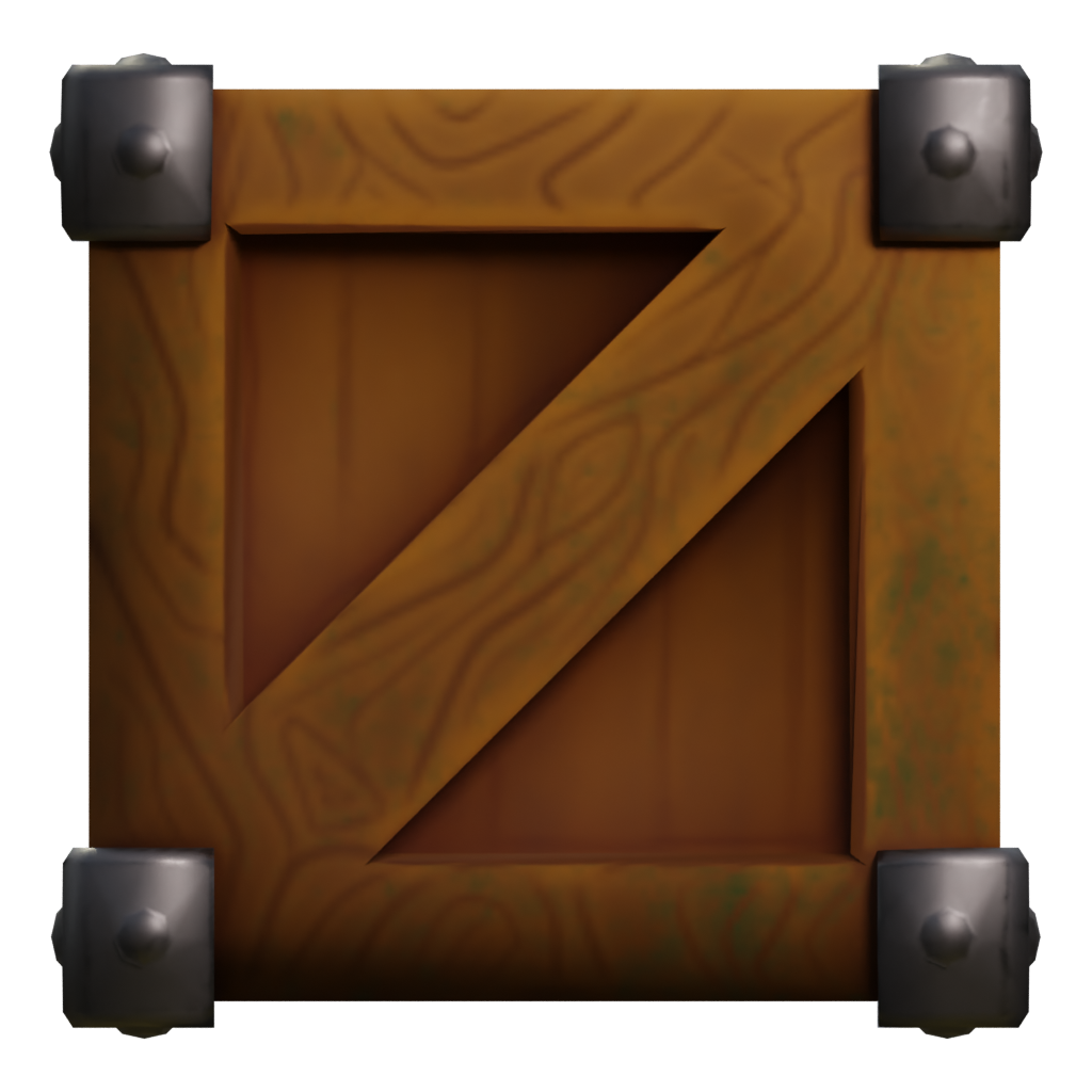 Left view of the Wood Crate 3D model