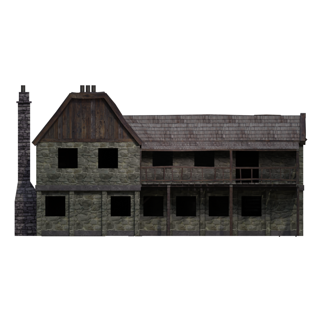 Front view of the Low Poly Building Collection 3D model