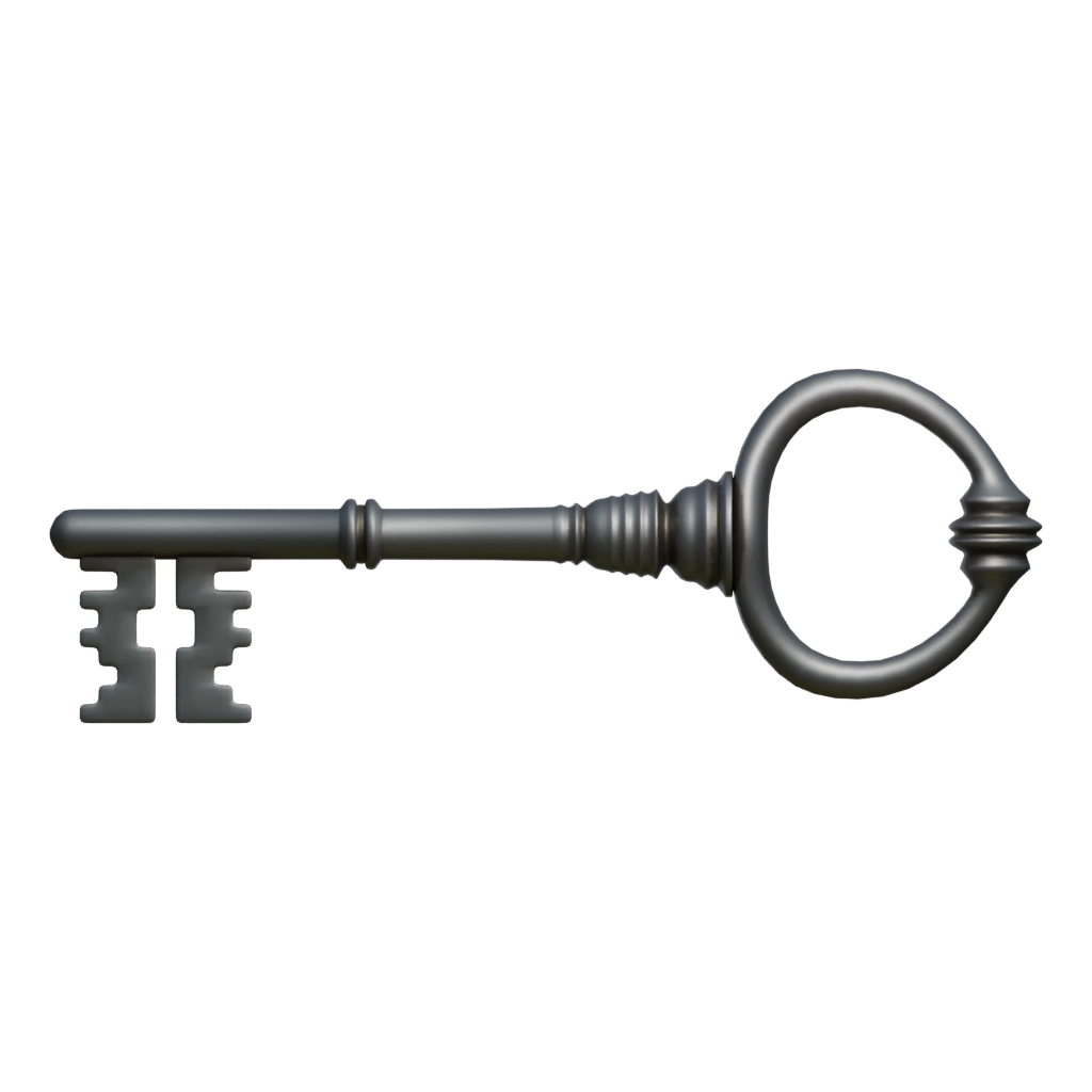 Back view of the Worn Key 3D model