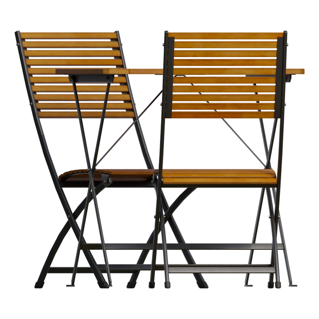 Back view of the Outdoor Table Chair Set 3D model