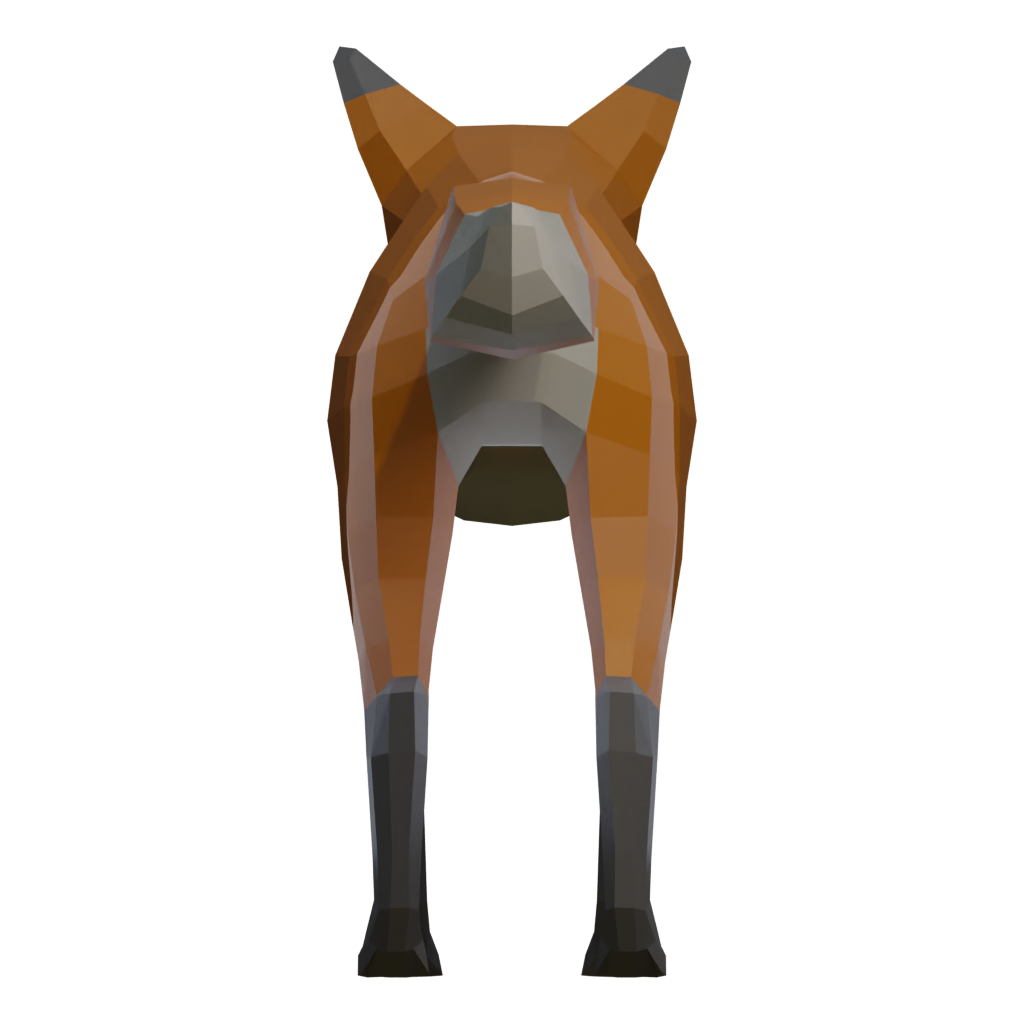Back view of the Low Poly Fox 3D model