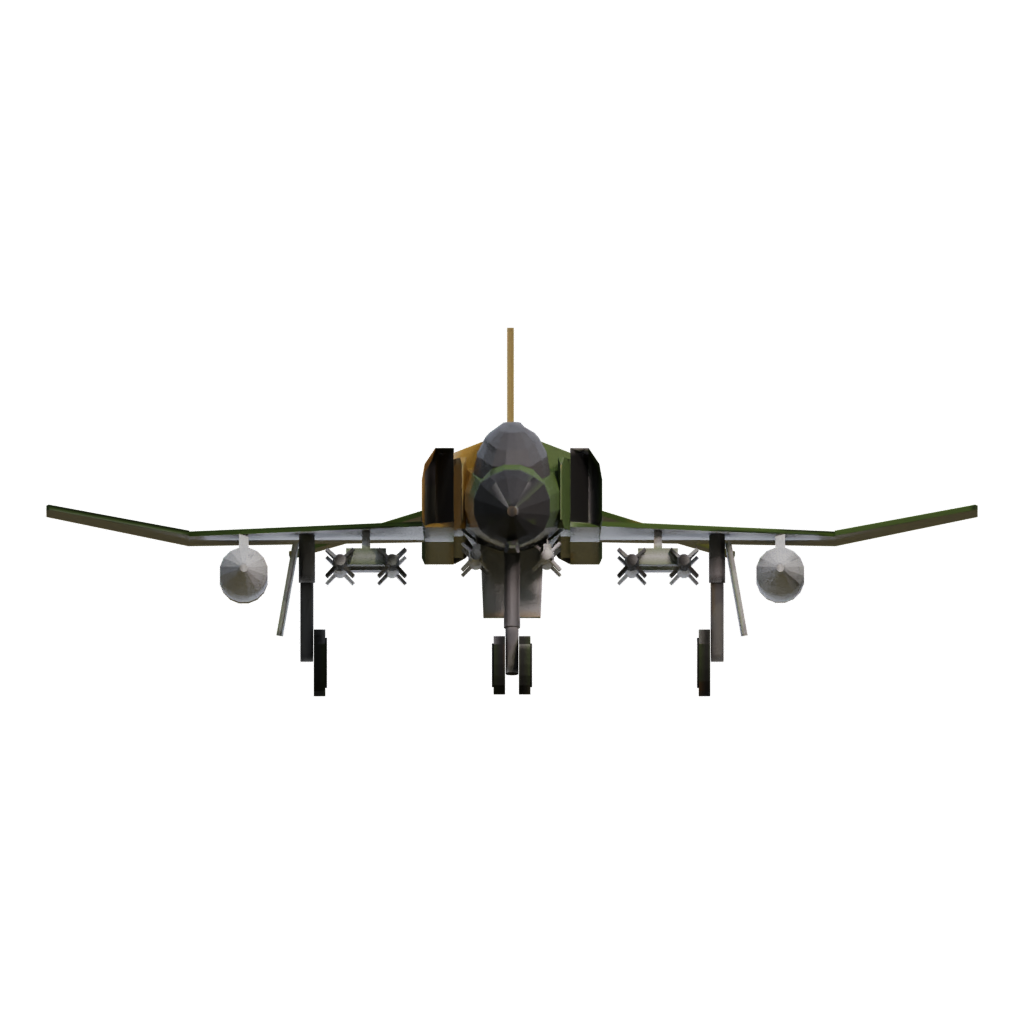 Back view of the Low Poly F-4 Phantom 3D model