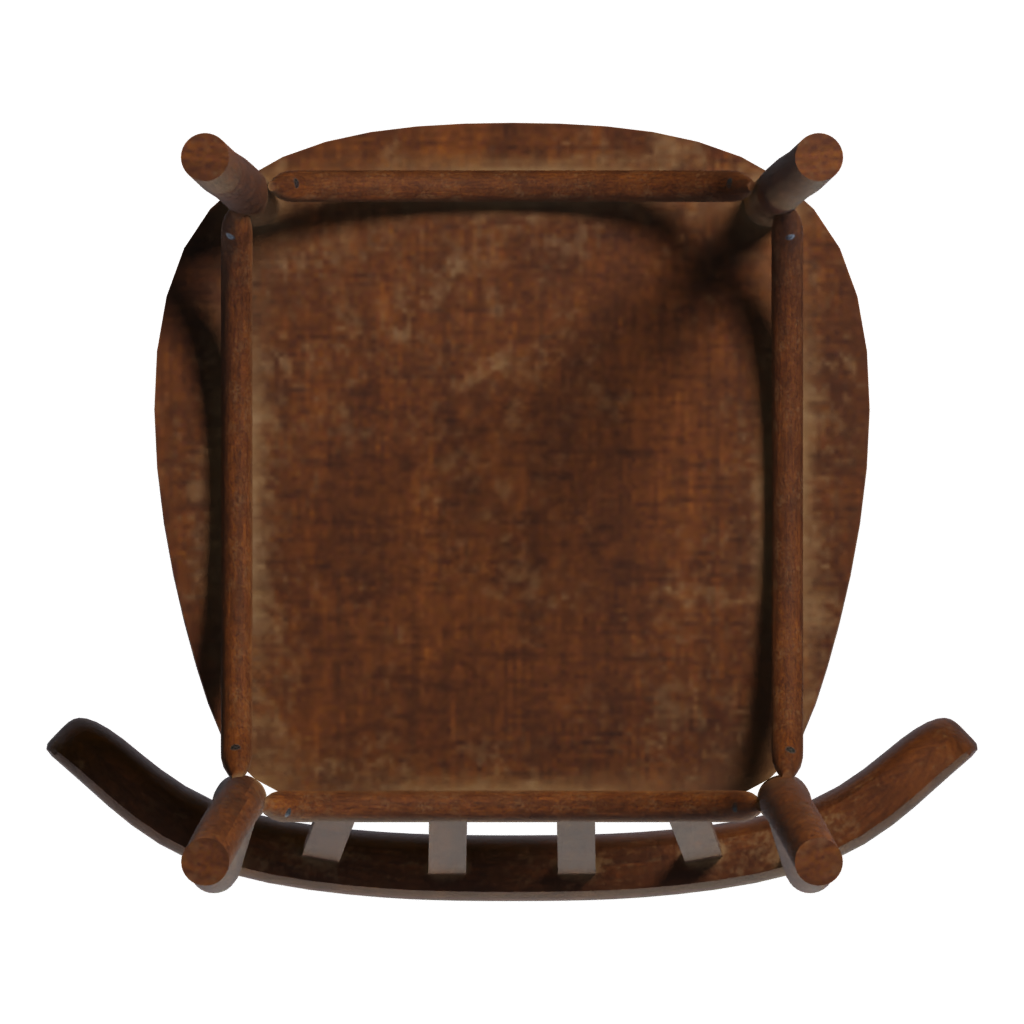 Bottom view of the Old Wood Chair 3D model