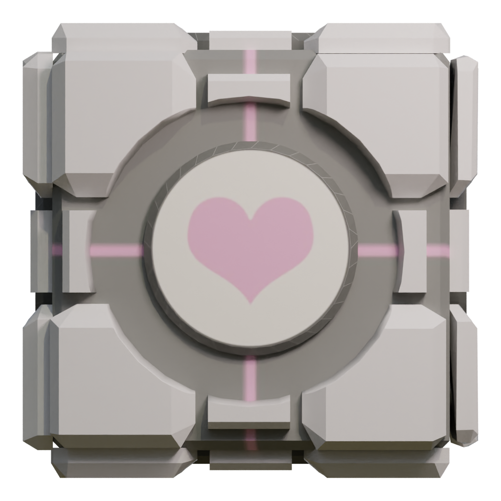 Back view of the Companion Cube From Portal2 Videogame 3D model