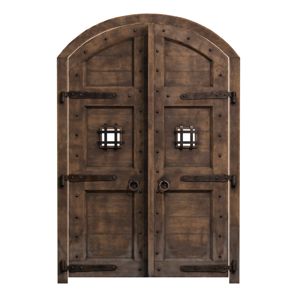 Front view of the Large Castle Door 3D model