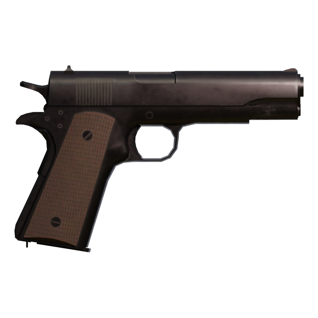 Back view of the Colt 1911 Low Poly 3D model