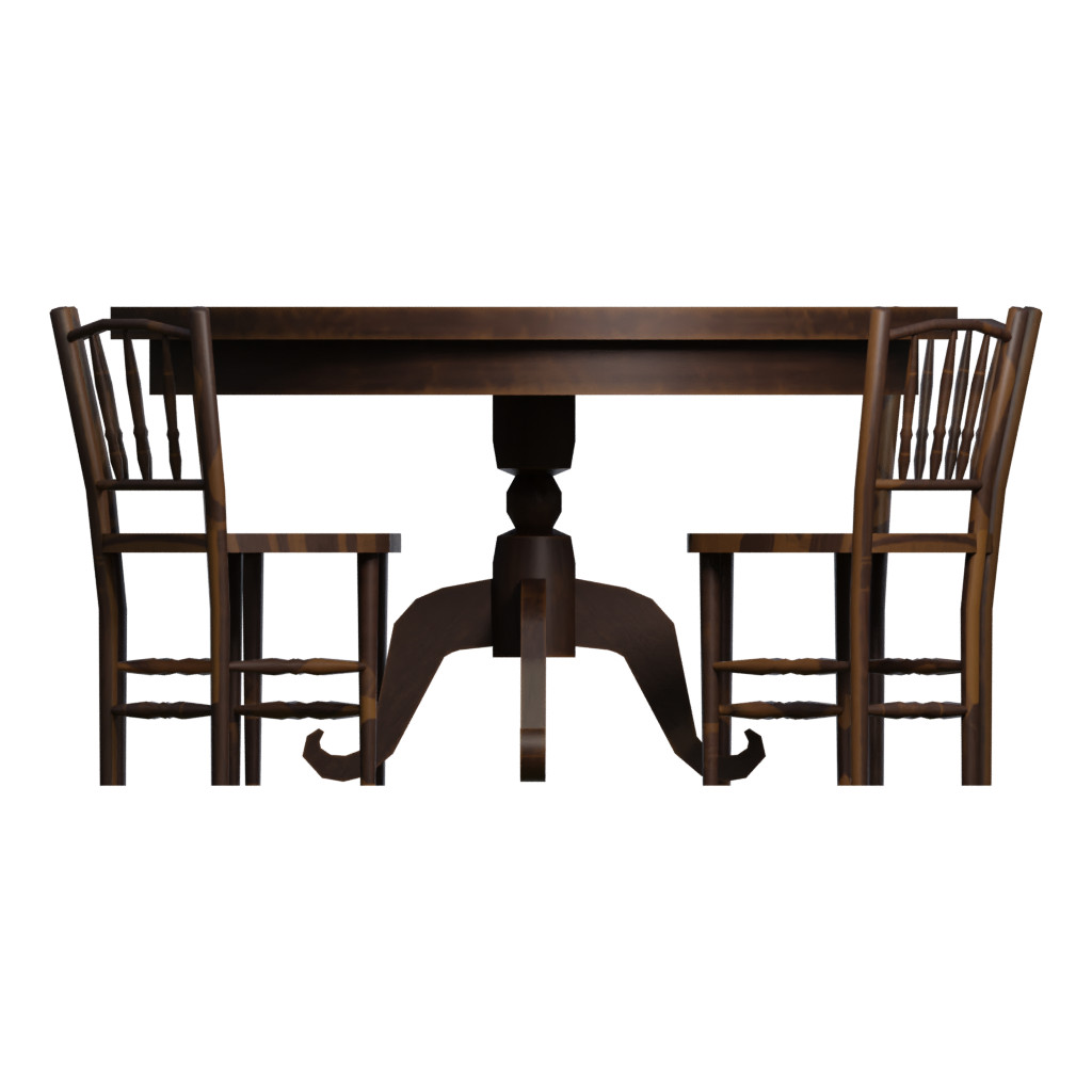 Back view of the Round Table And Chairs 3D model