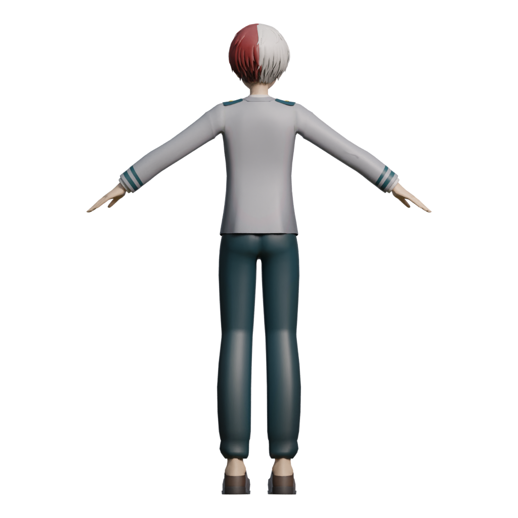 Back view of the Shoto Todoroki My Hero Academia 3D model
