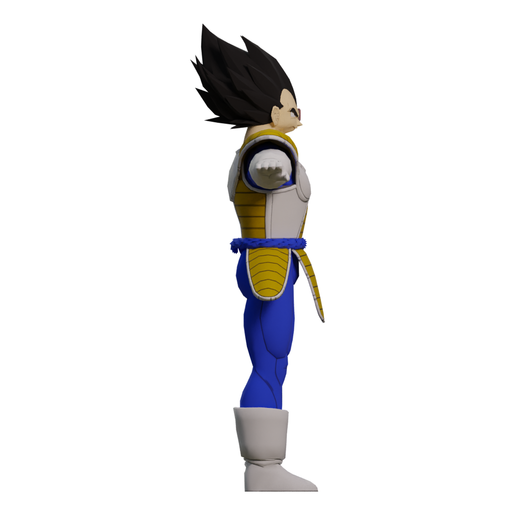 Right view of the Download Vegeta 3D Model Animated For Blender Fbx Unity Maya Unreal C4D 3Ds Max 3D Printing Down 3D model