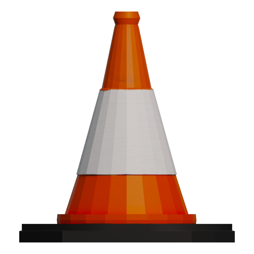 Back view of the Traffic Cone Low Poly 3D model