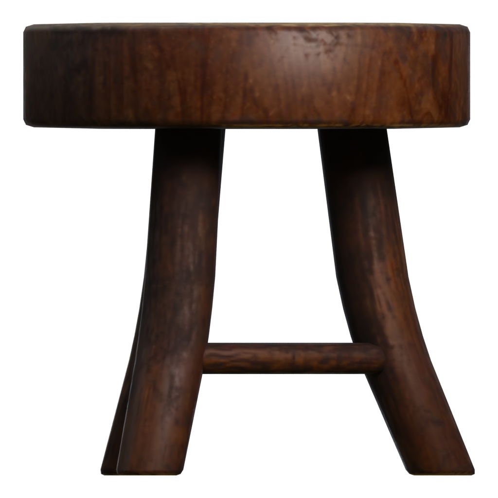 Left view of the 3 Legged Stool 3D model