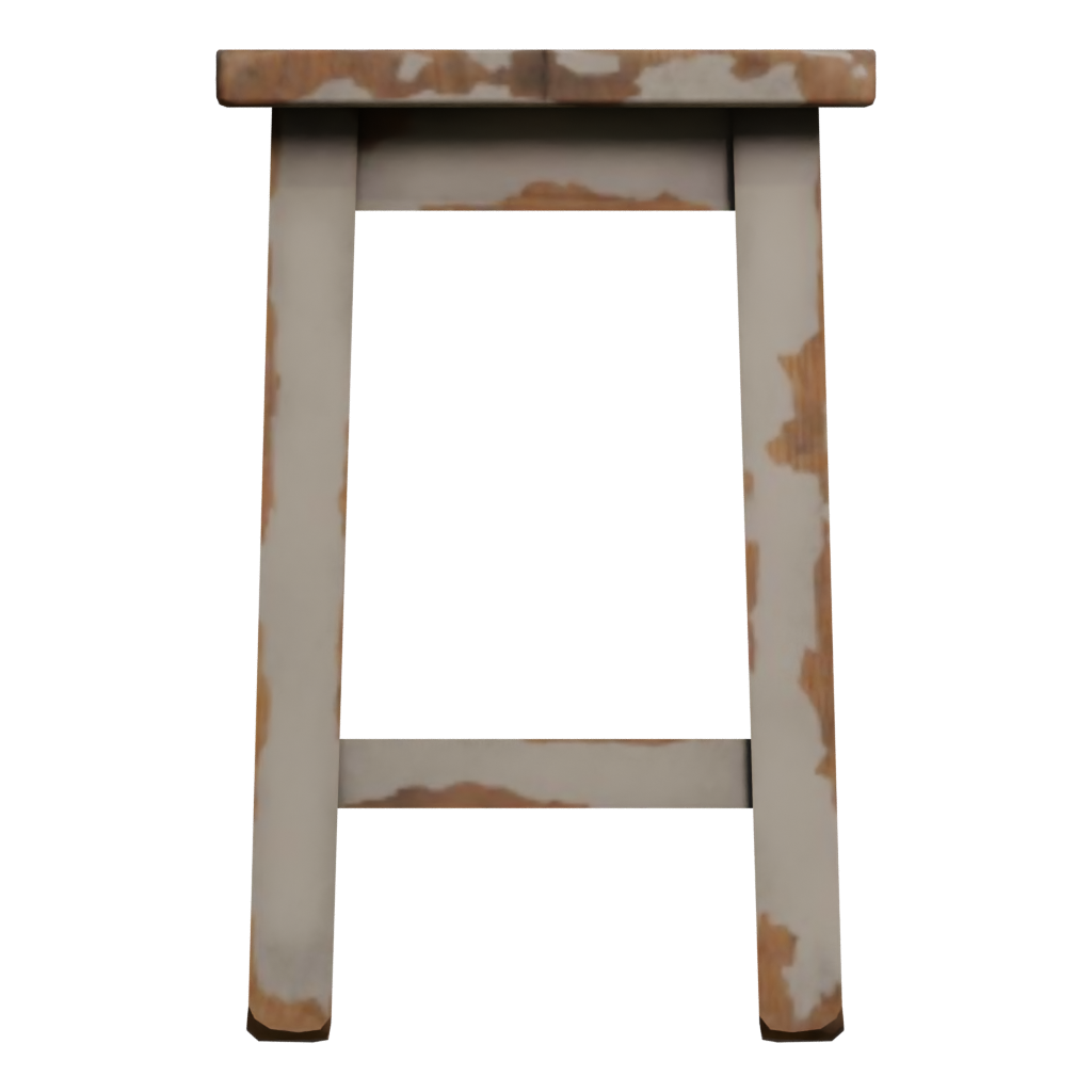 Front view of the Painted Wooden Stool 3D model