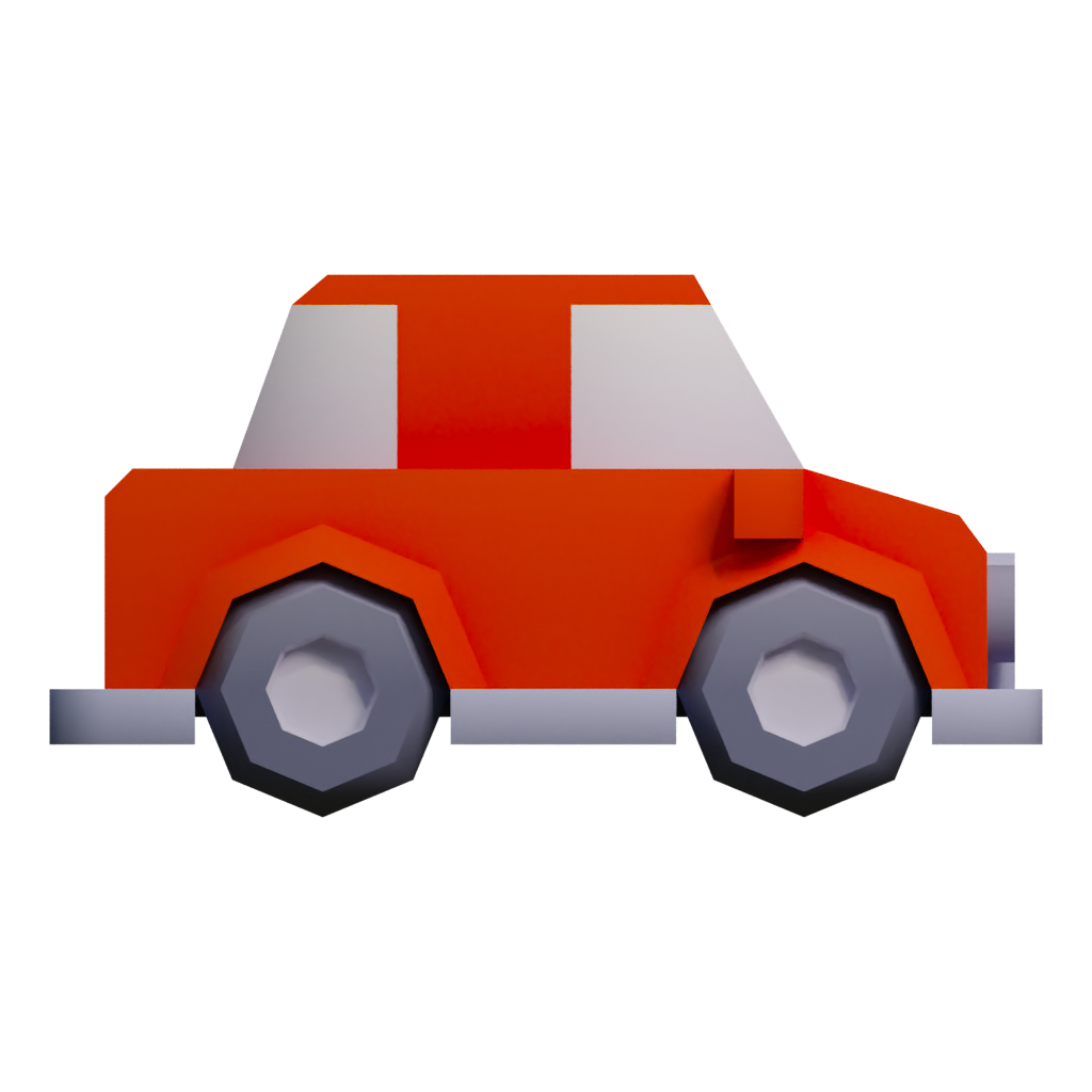 Front view of the Cartoon Low Poly Toy Car 3D model