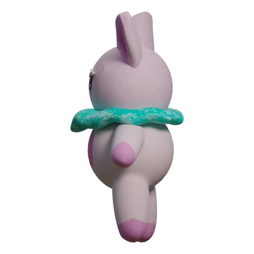 Left view of the Kawaii Rabbit Cute Stylized Game Ready Textures 3D model