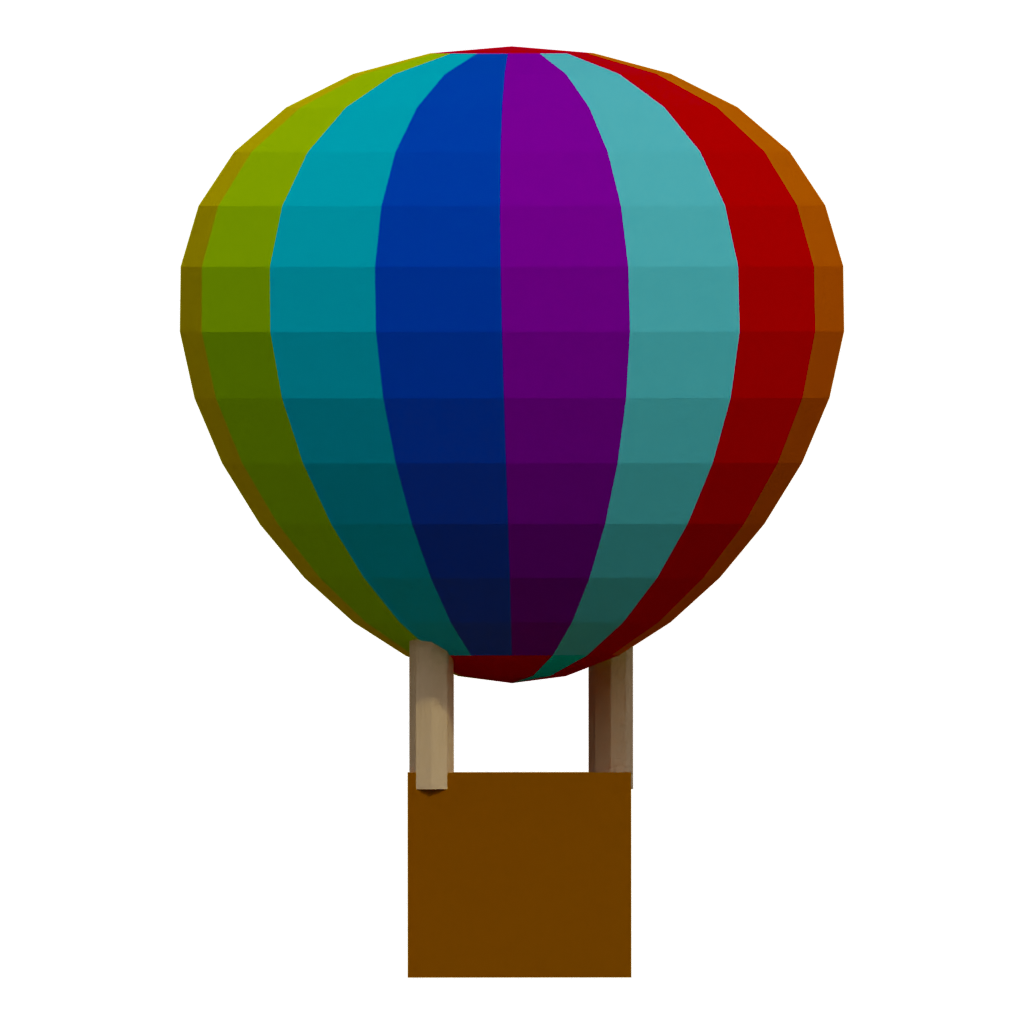 Back view of the Low Poly Air Balloon 3D model