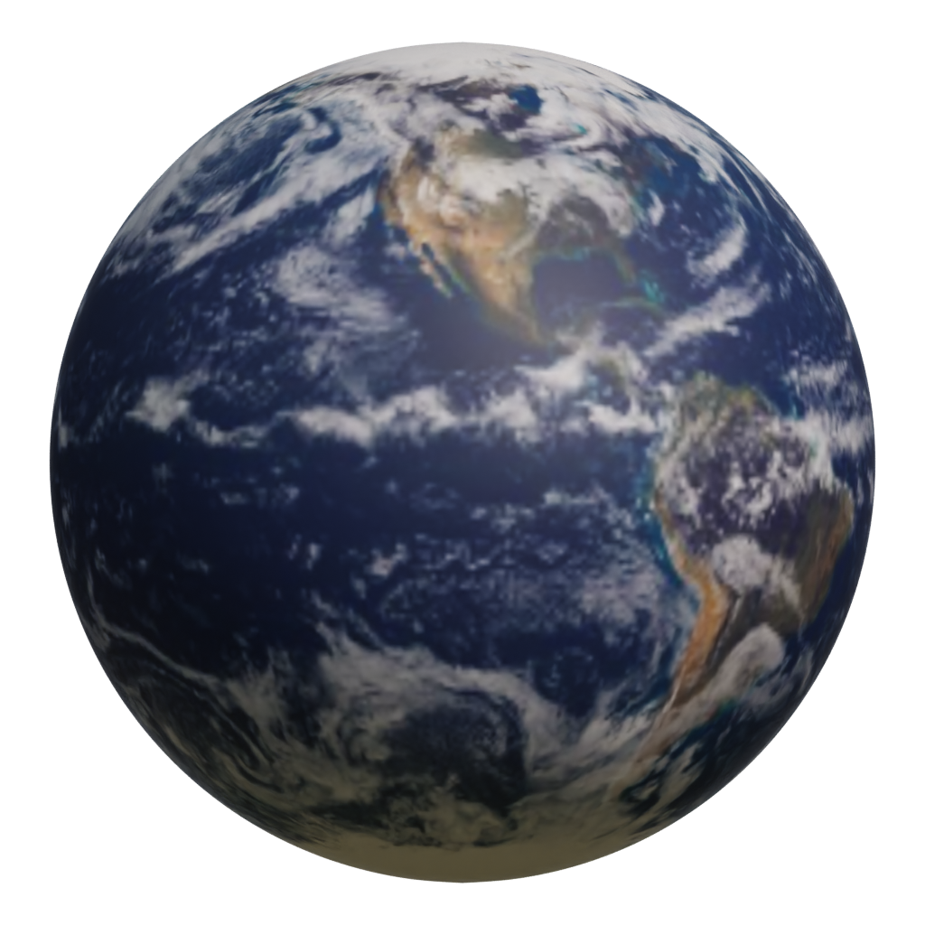 Back view of the Planet Earth 3D model