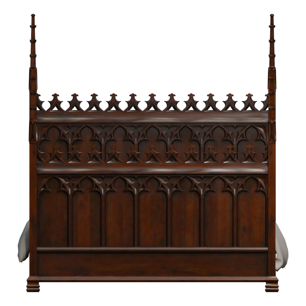 Front view of the Gothic Bed 3D model