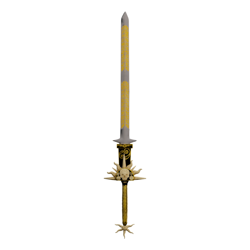 Back view of the Free Game Ready Sword Low Poly 3D model