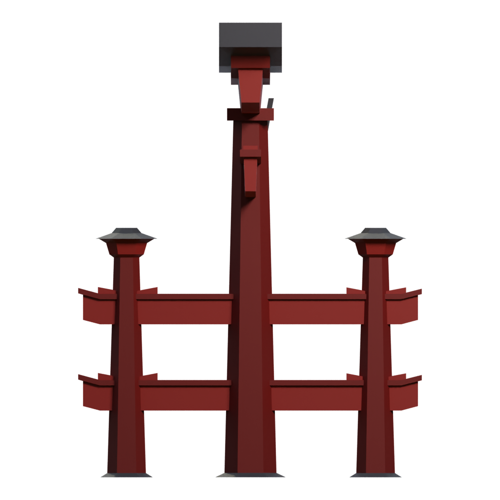 Right view of the Japanese Gates Torii Low Poly 3D model