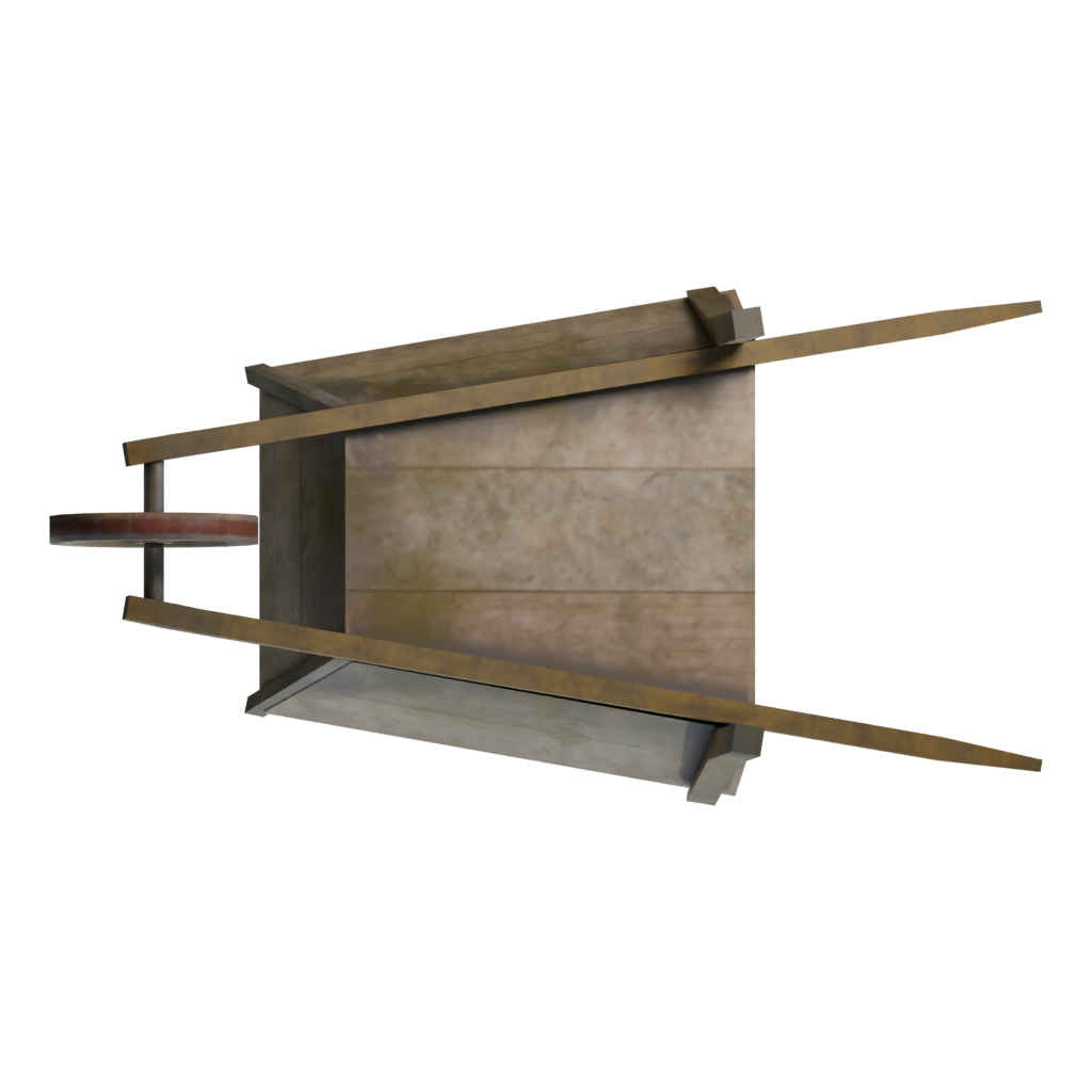 Bottom view of the Wheelbarrow 3D model