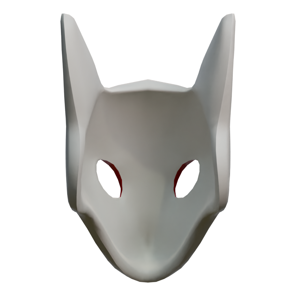 Back view of the Kitsune Mask 3D model
