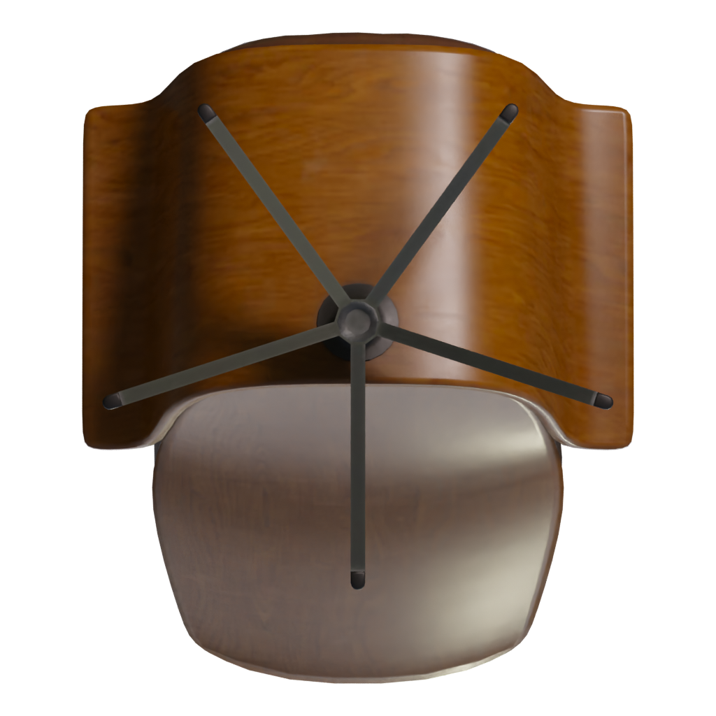 Bottom view of the Mid Century Lounge Chair 3D model