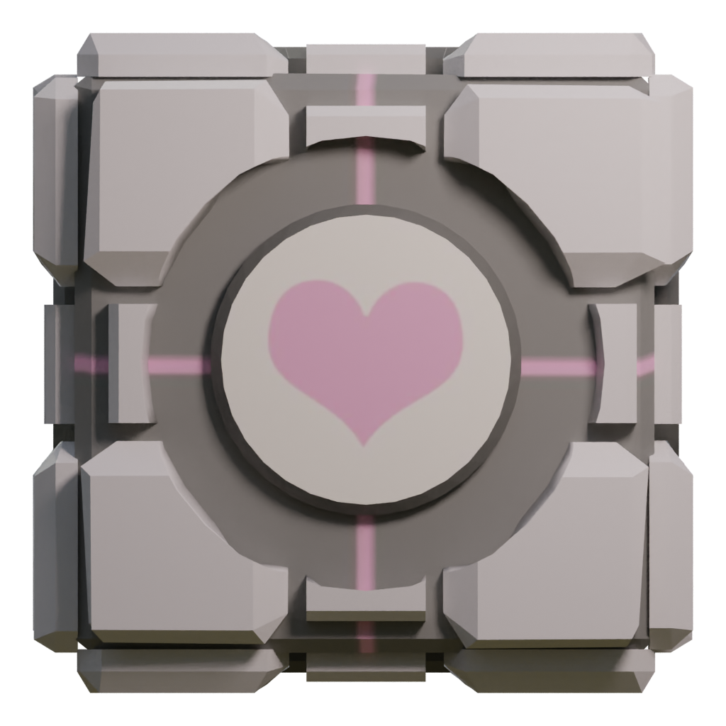 Right view of the Companion Cube From Portal2 Videogame 3D model