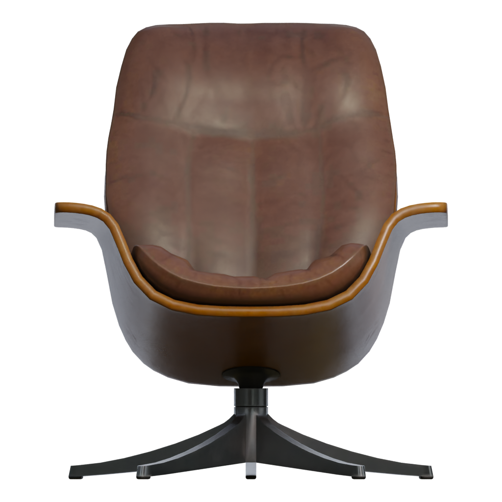 Front view of the Mid Century Lounge Chair 3D model