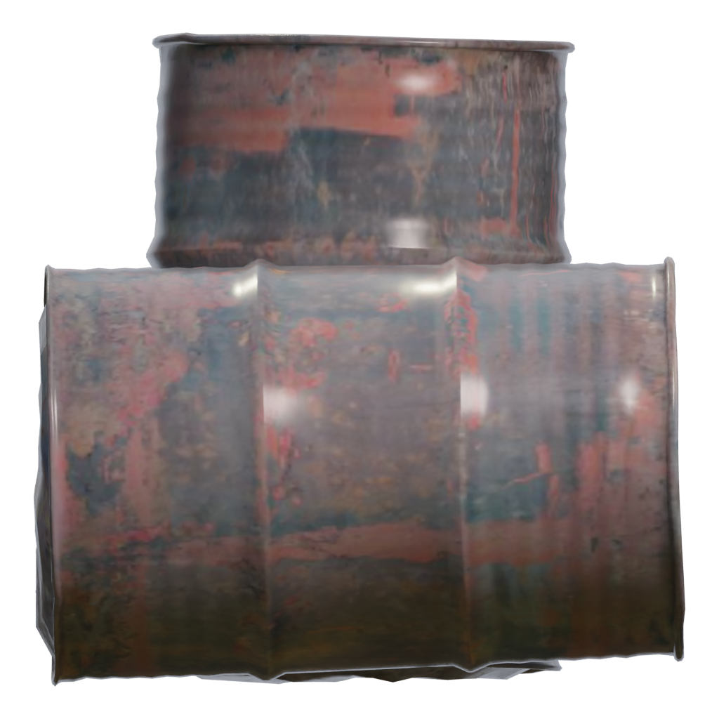 Left view of the Old Rusty Barrels 3D model