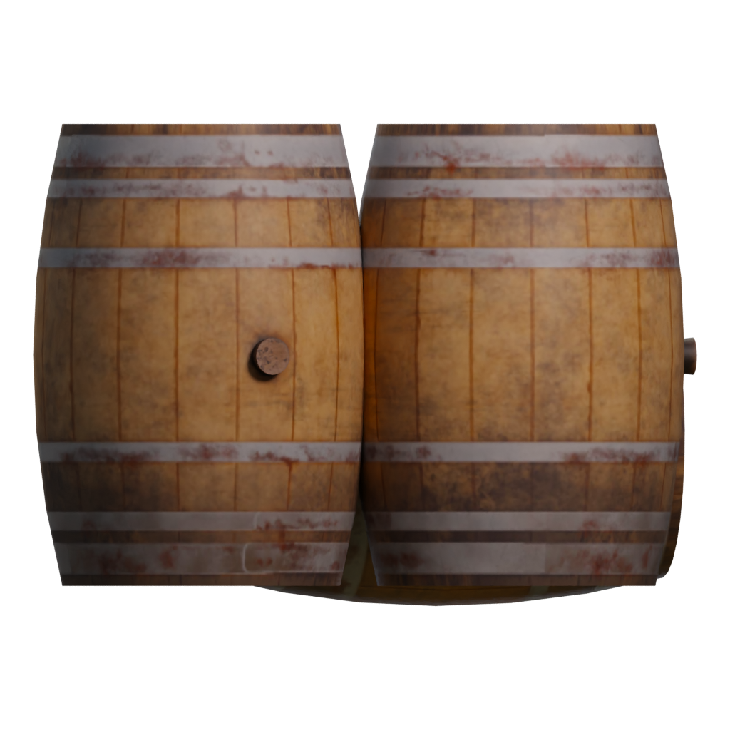 Left view of the Wood Barrel 3D model