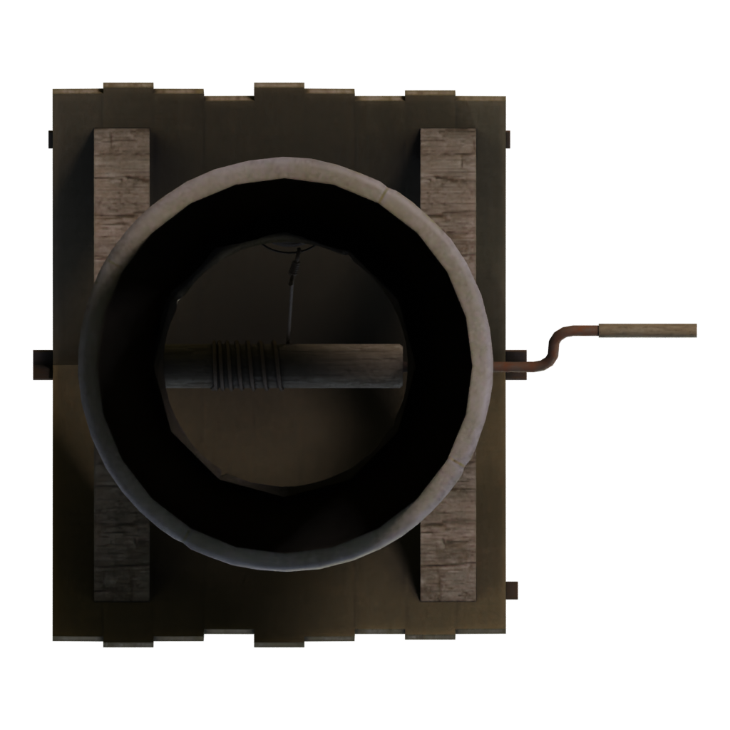 Bottom view of the Low Poly Well 3D model